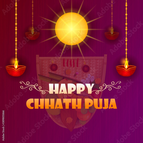 Traditional festival of Bhiar, Bengal and Nepal Chhath Puja in vector
