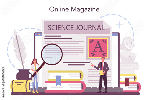 Professional literaturist online service or platform. Scientist studying