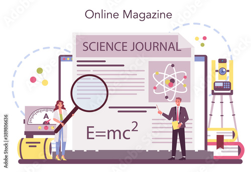 Physicist online service or platform. Scientist explore electricity,