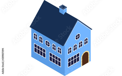 街の風景素材　洋風の一軒家　アイソメトリック