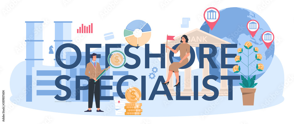 Offshore specialist typographic header. Professional businessman help Offshore specialist typographic header. Professional businessman help