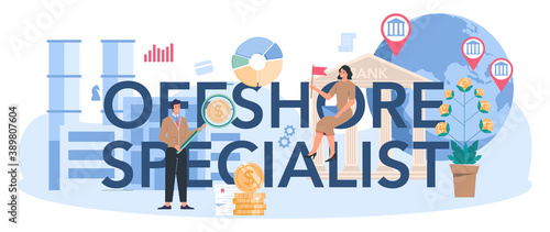 Offshore specialist typographic header. Professional businessman help