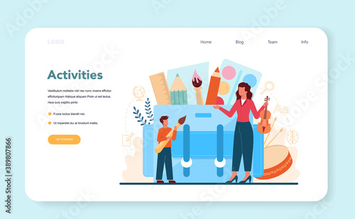 Teacher web banner or landing page. Profesor planning