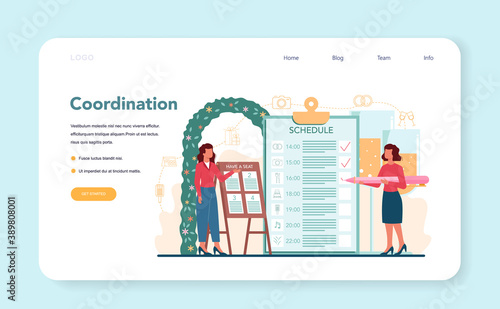 Wedding planner web banner or landing page. Professional