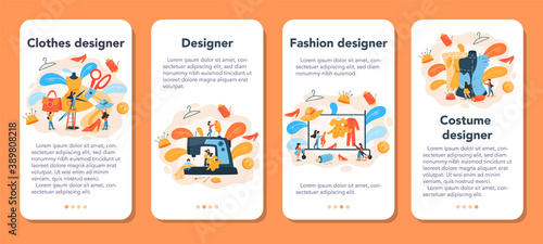Fashion or clothes designer mobile application banner set