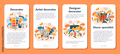 Professional decorator mobile application banner set. Designer