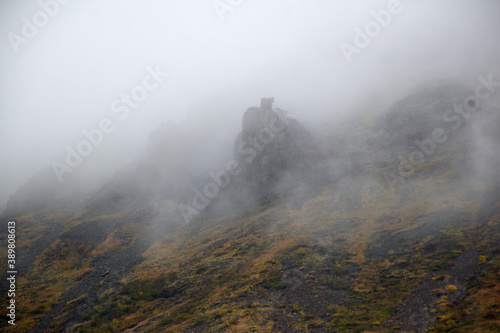 cloud vapor at the top of the Putorana plateau Taimyr Peninsula