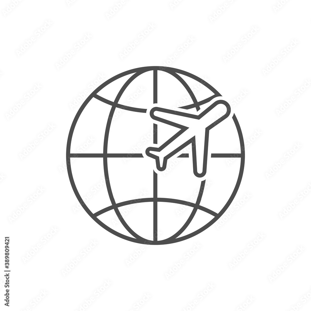 Airplane flying around world vector illustration isolated on white Airplane flying around world vector illustration isolated on white