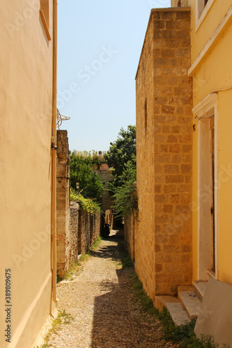 Old Town of Rhodes, a narrow street, Rhodes, Greece photo