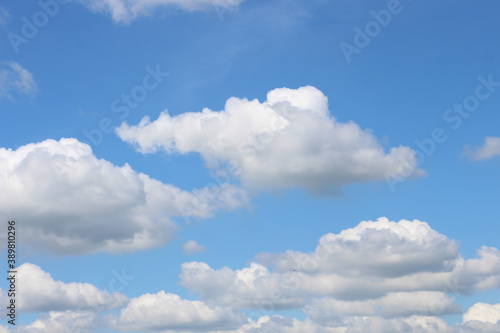 Bright blue sky with white clouds for background or wallpapers