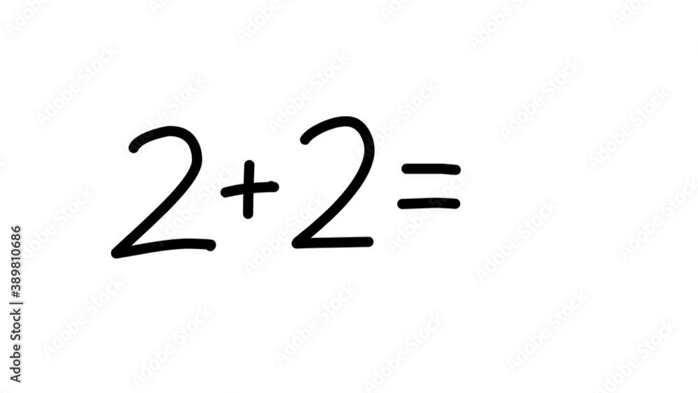2+2=4 simple cartoon mathematic operation. Black line signs. Good for illustration of something obvious. 2+2=4 simple cartoon mathematic operation. Black line signs. Good for illustration of something obvious.