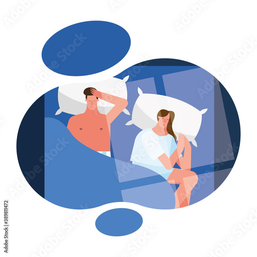 couple in bed scene suffering from insomnia characters