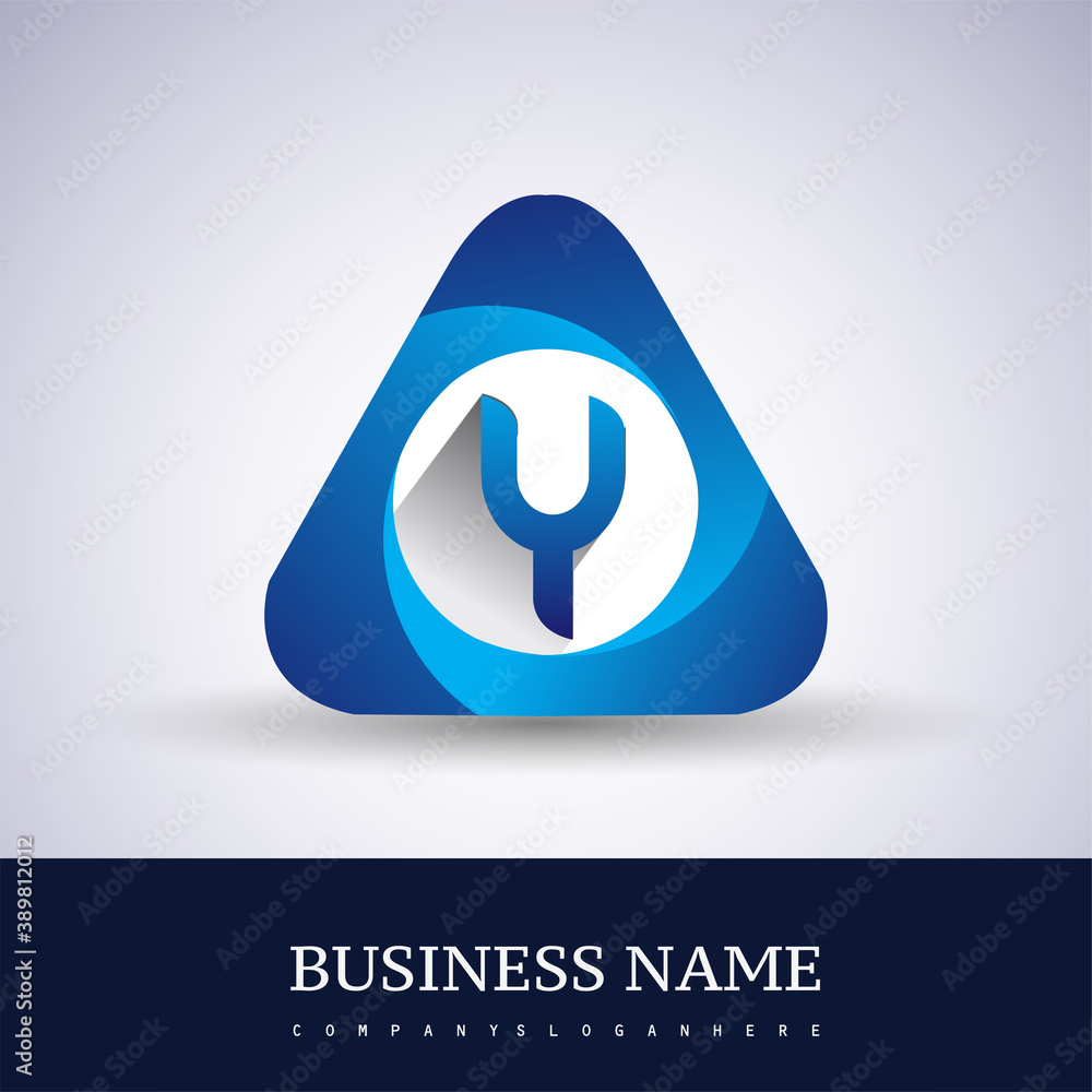 Logo Y letter blue colored in the triangle shape, Vector design template elements for your Business or company identity. Logo Y letter blue colored in the triangle shape, Vector design template elements for your Business or company identity.