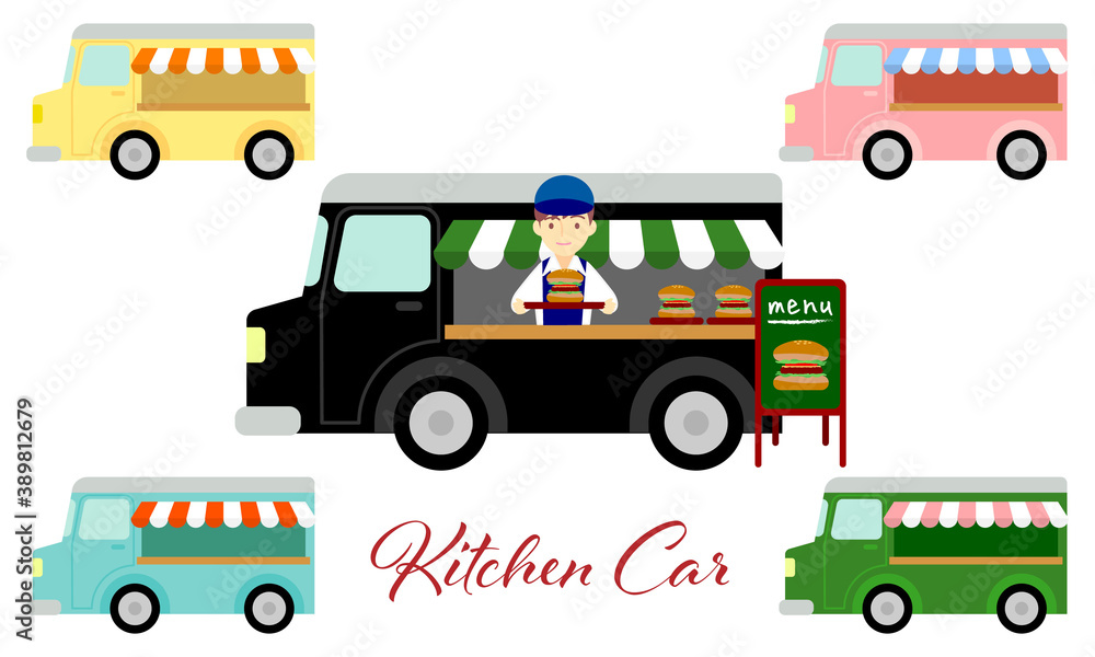 キッチンカー ハンバーガー販売のイラスト Illustration Of Kitchen Car And Hamburger Sales Stock Vector Adobe Stock