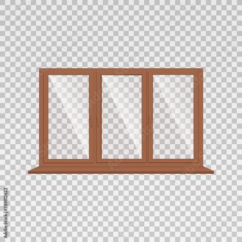 Three section window frame with sill realistic vector illustration isolated.