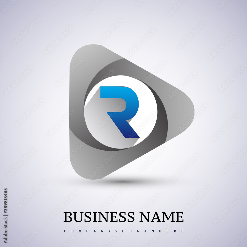 logo letter R rounded in the triangle shape, Vector design template elements for your Business or company identity.