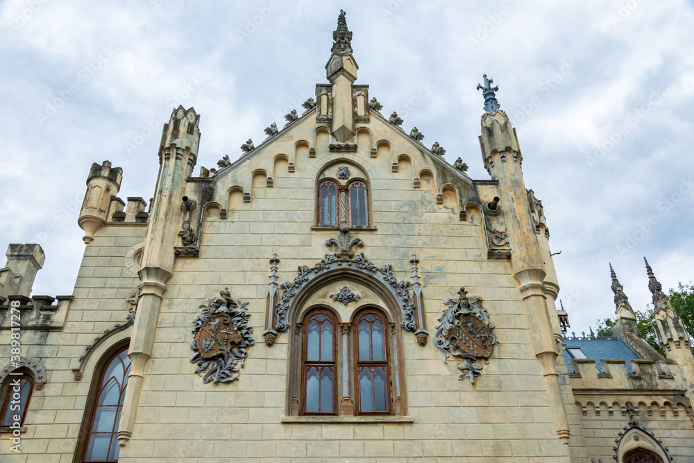 The facade of the Sturdza Castle from Miclauseni, Romania