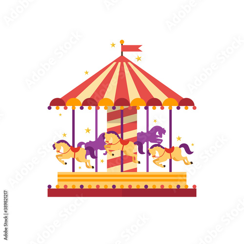 Colorful carousel with horses