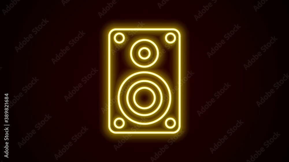 Glowing neon line Stereo speaker icon isolated on black background. Sound system speakers. Music icon. Musical column speaker bass equipment. 4K Video motion graphic animation Glowing neon line Stereo speaker icon isolated on black background. Sound system speakers. Music icon. Musical column speaker bass equipment. 4K Video motion graphic animation