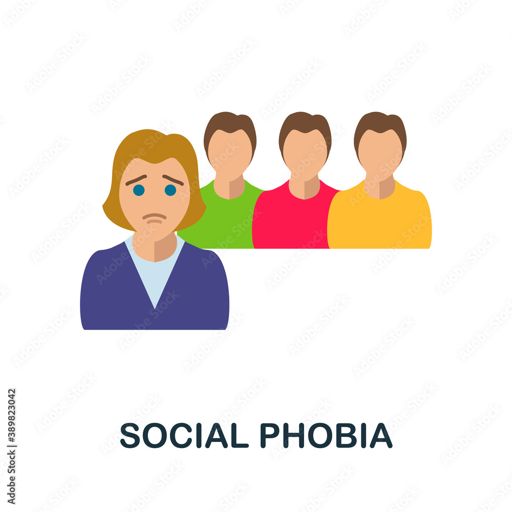 Fototapeta premium Social Phobia icon. Simple element from critical thinking collection. Creative Social Phobia icon for web design, templates, infographics and more