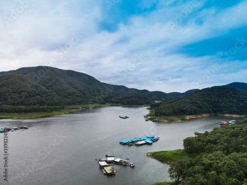 Beautiful view of Mae Ngad Dam, Comprised of mountains,River and sky