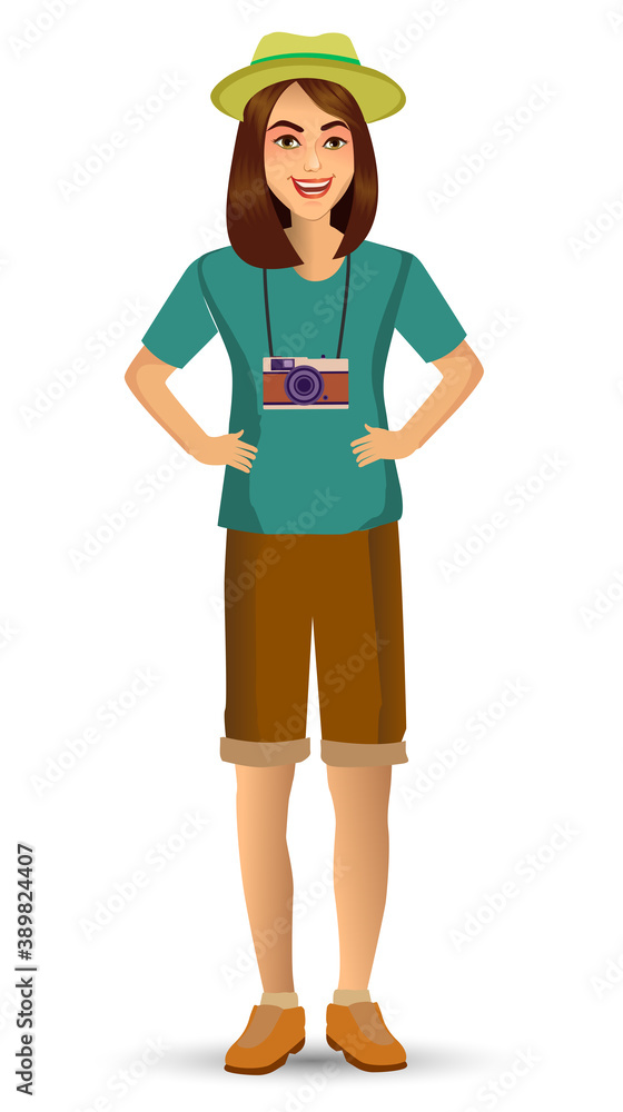 people vacation, woman in traveling. Design template elements. celebrations holidays and activities isolated vector illustration