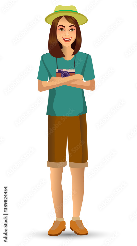 people vacation, woman in traveling. Design template elements. celebrations holidays and activities isolated vector illustration