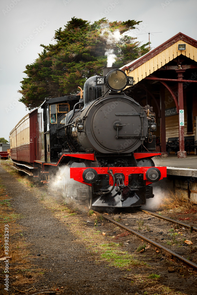 Vintage steam train at Queenscliff in Victoria, Australia.