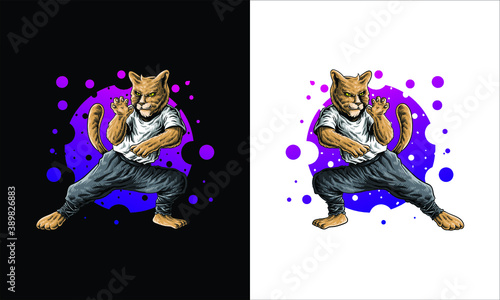 martial art cat cartoon vector illustration