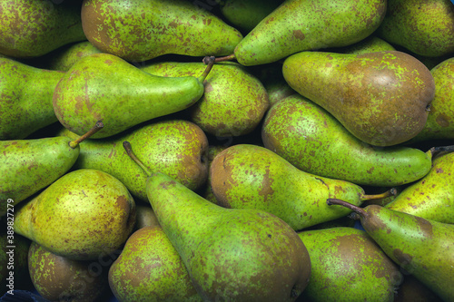 Fresh pear conference on the sail at the vegetable market