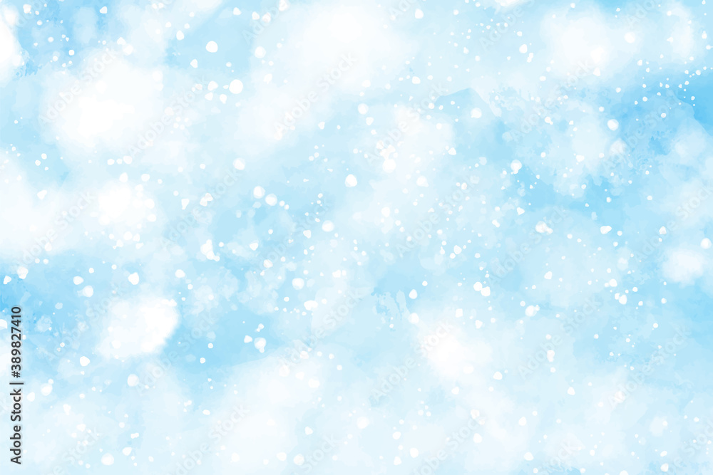 abstract watercolor snow falling background for christmas and winter