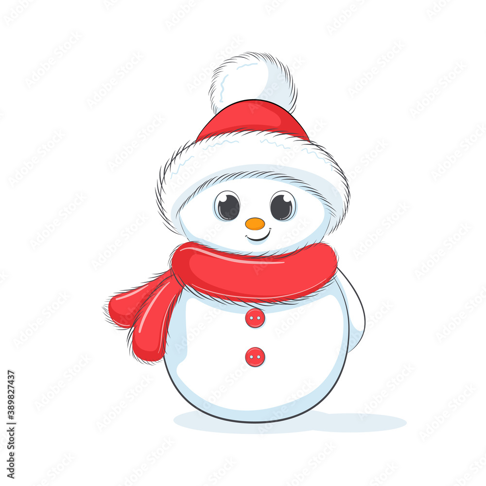 Cute cheerful snowmen