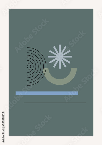 Christmas abstract vector drawing. Mid century modern boho style composition