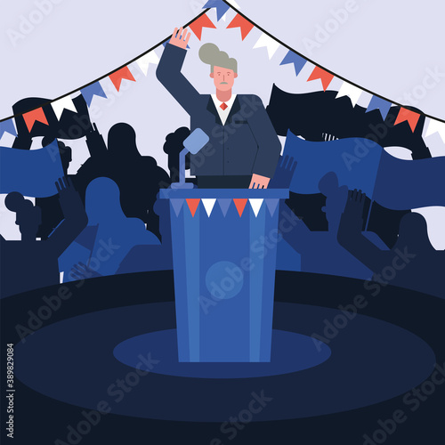 male candidate giving speech election day