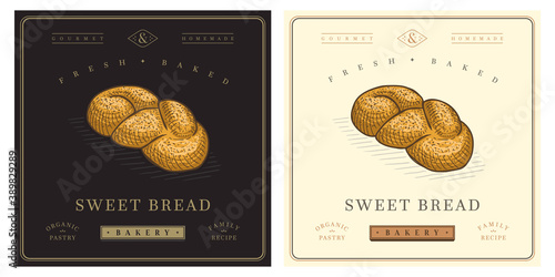 Sweet bread retro vintage logo illustration