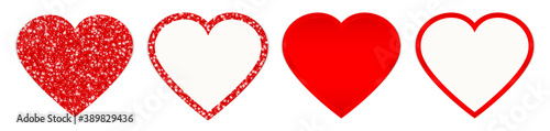 Set Vier Gerade Herzen Glitzer Und Glanz Rot