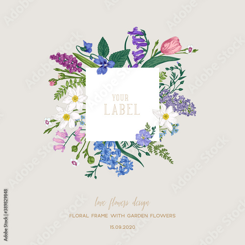 Label with garden plants.