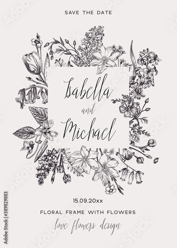 Floral frame with flowers.