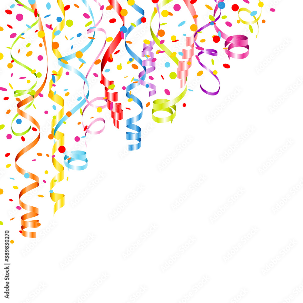 Ecke Bunte Luftschlangen Und Konfetti Oben Links Ecke Bunte Luftschlangen Und Konfetti Oben Links