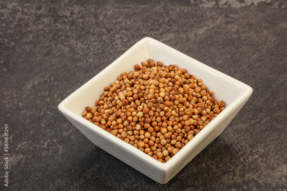 Coriander seeds in the bowl Coriander seeds in the bowl