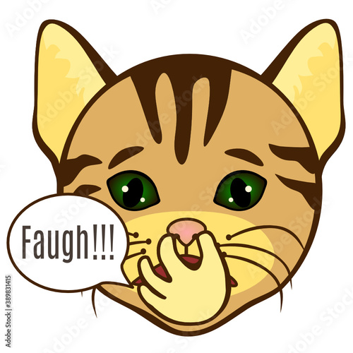 emoticon with dissatisfied cat pinches his nose in disgust because something smells bad, hand drawn emoji, cartoon character