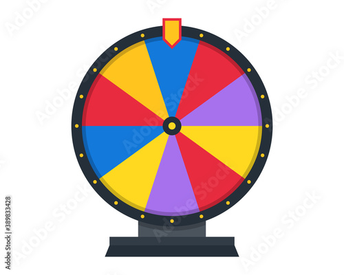 Wheel of fortune. Illustration for gambling, lottery, betting concept. Flat style.