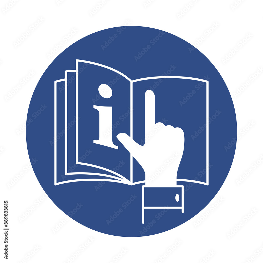 Owners manual inside circular pictogram - icon for products packaging ...