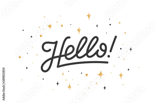Hello. Lettering for banner, poster and sticker concept with text Hello