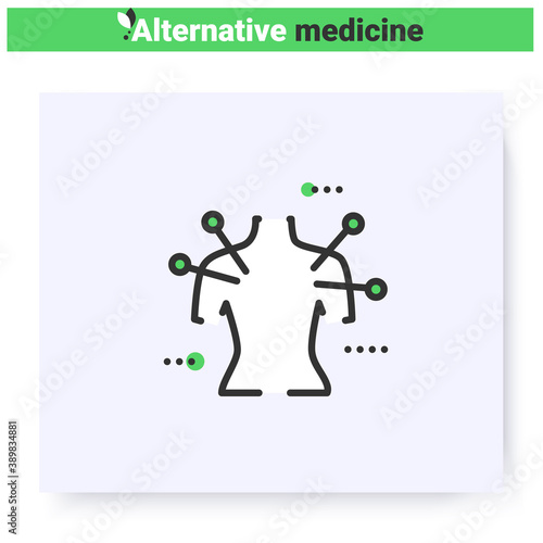 Acupuncture line icon.Reflexology.Traditional chinese medicine, oriental practise.Health care and wellness. Complementary and alternative medicine types.Isolated vector illustration. Editable stroke 