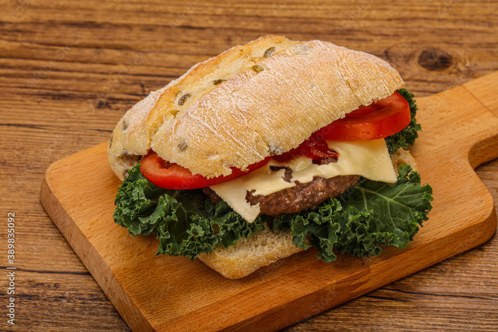 Italian ciabatta bread with burger Italian ciabatta bread with burger