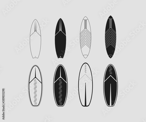 Surfing Dry Bag,Boardshorts,Rash Guard,Boots,Earplugs,Fins,Leash,Poncho,Watch,WaxTraction Pad, Surfboard Bag,Surfboard,Waterproof Camera,Wetsuit,Gloves,Hoods Vector Design Illustration Icon Symbol
