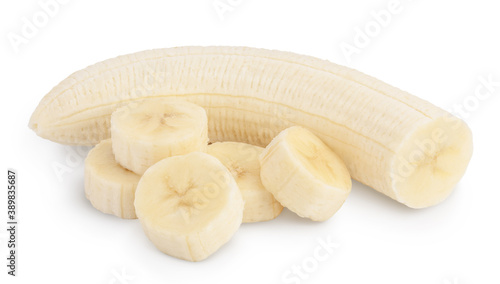 banana pieces isolated on white background with clipping path and full depth of field.