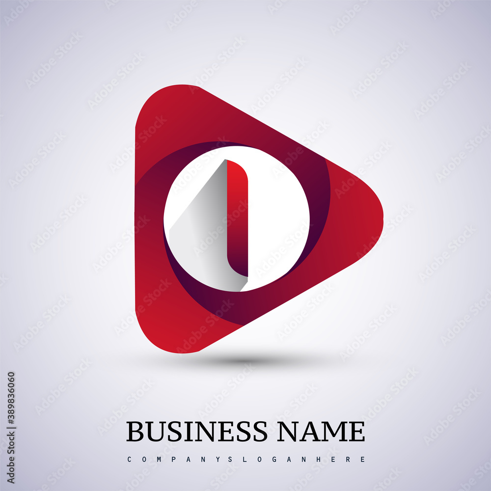 logo letter I red colored in the triangle shape, Vector design template elements for your Business or company identity. logo letter I red colored in the triangle shape, Vector design template elements for your Business or company identity.
