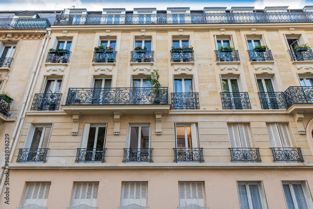 Haussmann architectural building in Paris, France